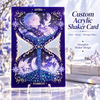 CNAWO Bloc de présentation en acrylique transparent pour cartes shaker, avec liquide et paillettes, personnalisable avec illustration sur mesure, pour cadeaux de merchandising d'artistes
