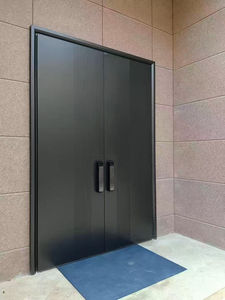 Diseño minimalista Apertura lateral eléctrica Puertas de entrada delantera de la escuela Aplicación de cobre de aluminio con aislamiento acústico - Product Image 6