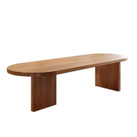 Table ovale en bois massif de style familial moderne DISHI pour la maison, le bureau et le salon – Mobilier en bois pour les loisirs