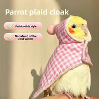Cape respirante en coton à carreaux pour oiseaux, style simple, tenue mignonne pour perroquet, ajustable, coupe-vent pour perruche