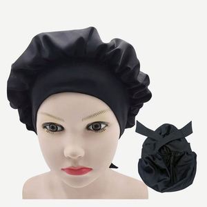 Silk Satin Sleep Bonnet Kids - Wide Elastic Band Protector Perfect Promotion Gift Hair Bonnets for <b>Black</b> Women - Product Image 2