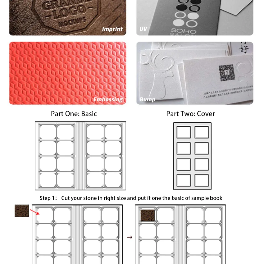 High Quality Custom Display Rack Plastic Marble Mosaic Catalogue Case Granite Stone Sample Folder Box Tile Quartz Samples Book