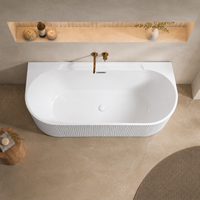 Baignoire acrylique blanche côtelée pour la vente en gros, idéale pour les projets, 1500 mm, design mural pour bain intérieur