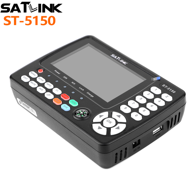 New Satlink 5150 Satellite Finder 4.3 Inch HD LCD Screen Support DVB S/S2/T/T2/C 2600mAh Li-lon Battery H.265 HEVC LNB ST-5150
