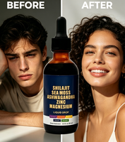 Gouttes liquides de complexe de Shilajit de qualité supérieure |   Complément alimentaire à base d'algues marines, d'ashwagandha, de zinc et de magnésium pour le soutien complet de la santé du corps