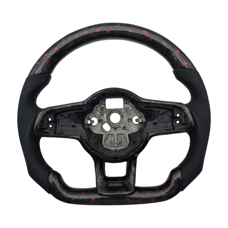 Forged Carbon Fiber+Perforated Leather+red  Stitching