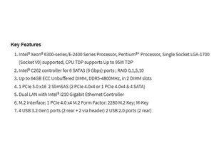 Placa Base para Servidor Mini-ITX MBD-X13SCL-IF con un Solo Socket LGA-1700 (SocketV0) Intel C262, Compatible con DDR5, Nuevo, Entrega Rápida, Buen Precio - Product Image 4