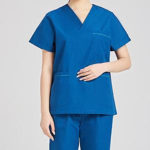 Hot Sale Unisex <b>Scrub</b> <b>Set</b> Stretch Anti-Wrinkle Mesh Panels Custom Logo Reinforced Seams for Hospital & Pet Care - Product Image 1