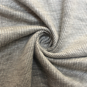 Tissu tricoté en jersey mélangé rayé 70% lin 30% polyester anti-bactérien pour t-shirt de sport - Product Image 4