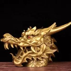 ขายส่งทองเหลืองรูปปั้นBronzeหัวมังกรการทําสมาธิตุ๊กตาสัตว์คอลเลกชันFigurineหล่อเทคนิคMascot Theme - Product Image 6