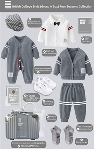 Tuta Grigia di Alta Qualità Stile College per Neonati, Giacca Pieghevole per Bambini, Confezione Regalo per Primo Compleanno - Product Image 5