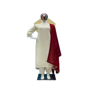 Dernier Designer Faux Georgette Fil à Broder Travail Kurti Set Par FabZone - Product Image 1