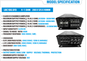 Lanbo LBC100.5FD 800 Watt Super Mini Amplificateur de puissance de <span class=keywords><strong>voiture</strong></span> 5 canaux Gamme complète Amplificateur de <span class=keywords><strong>voiture</strong></span> de classe D - Product Image 6