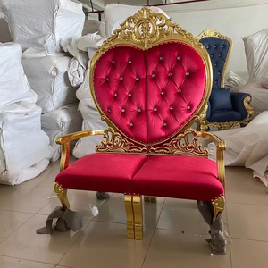 Chaise <span class=keywords><strong>d</strong></span>'<span class=keywords><strong>amour</strong></span> en velours bordeaux à dossier haut de Style français Double deux places en bois massif PC matériel Couple canapé pour salon Villa - Product Image 1