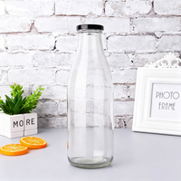 Bouteille de lait en verre personnalisée la plus vendue avec bouchon à vis en métal, contenants à lait 100 ml 250 ml 500 ml 750 ml 1 L transparent
