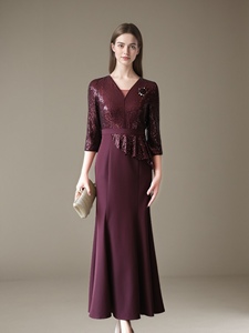 L-5XL elegante da <span class=keywords><strong>sera</strong></span> in raso per donna abito lungo con scollo a V Maxi Casual romantico per feste matrimoni abiti da sposa <span class=keywords><strong>madre</strong></span> - Product Image 4