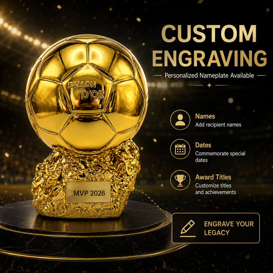 Golden Football Trophy Resin Soccer Ball Award with Laser Engraved ...