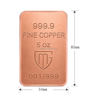 Lingot de Cuivre Pur 99,9% de 5oz, Rectangulaire, Imprimé en Couleur, Motif Déesse Fantastique en Relief, Objet de Collection Souvenir