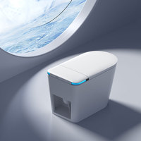 803 Toilette intelligente monobloc avec couvercle automatique, siège chauffant, protection en mousse, chasse d'eau automatique, bidet intégré, siphon en P inclus