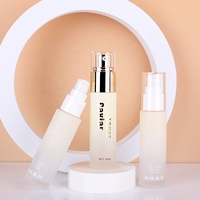Bouteille ronde en verre de couleur dégradée de 30ml avec bouchon à bille et pompe de traitement réutilisable pour l'emballage de lotion crème pour le visage