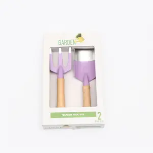 Conjunto de ferramentas de jardim personalizadas com cabo de madeira, espátula de jardim em cores opcionais, embalada em caixa