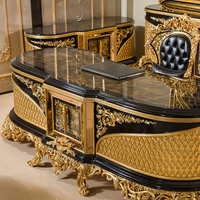 Bureau et chaise de style européen en bois massif sculpté style français palais villa feuille d'or bureau chaise pivotante meubles d'étude