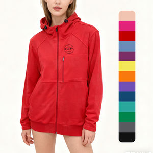 เสื้อแจ็กเก็ตมีซิปมีฮู้ดสำหรับผู้หญิงเสื้อแจ็กเก็ตมีซิปคอตตอนผ้า100% เทอร์รี่ปรับแต่งโลโก้ได้ - Product Image 1