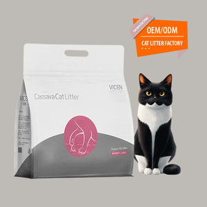 Litière pour chat écologique OEM haute <span class=keywords><strong>absorption</strong></span> sans poussière manioc biodégradable agglomérant logo personnalisé pelle facile - Product Image 1