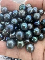 Perles de perles rondes en vrac d'eau douce noires teintes de belle qualité pour la fabrication de bijoux à bricoler soi-même