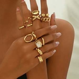 Bague réglable d'ouverture de style européen américain pour femmes Vente transfrontalière chaude Alliage de conception de niche géométrique personnalisé - Product Image 2