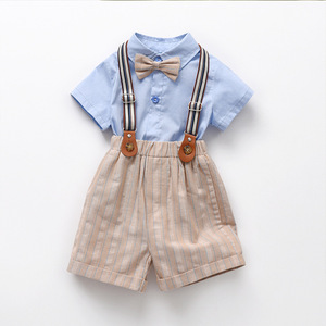 Completo estivo da ragazzo con bretelle a maniche corte Casual monopetto <span class=keywords><strong>elegante</strong></span> e completo da due pezzi - Product Image 1