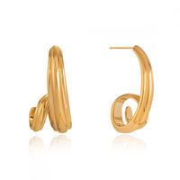 Boucles d'oreilles abstraites en acier inoxydable plaqué or, design sculptural, art contemporain, étanches, hypoallergéniques, vente en gros