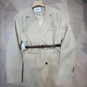 Blazer Negro de Diseñador para Mujer, con Flecos de Encaje, Cierre de un Solo Botón, Traje de Negocios para Oficina, Cierre Cruzado, Tejido de Lana - Product Image 3