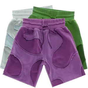 Custom Summer Vintage Embroidered <b>Patch</b> Acid Washed <b>Shorts</b> Jogger Cut and Sew Flare Sweat <b>Shorts</b> - Product Image 1