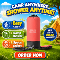 Douche solaire portable pliable BAOLONG PW1027 rouge en bâche PVC 11L avec pompe à pied pour camping et activités de plein air