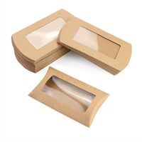 Vente en gros Regalos Por Mayor Boîte en papier pliante en forme d'oreiller Boîte cadeau en papier kraft brun avec fenêtre transparente