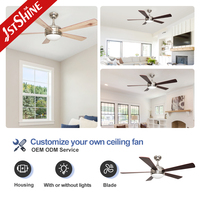 Ventilateur de plafond moderne avec lumière 1stshine 52 pouces, télécommande, décoration intérieure, excellent vendeur, directement de l'usine, moteur DC professionnel