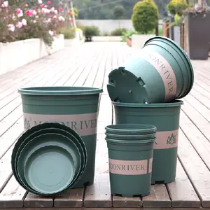 Pot de fleurs vertes en plastique, Pot pour loisirs, 6 8 10 gallons, filet de plantation, pépinière, boîte de semis, intérieur et extérieur