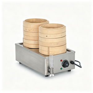 Tabletop <b>Electric</b> Powered 2 Hole <b>Steamer</b> 2KW High Output Stainless Steel Robust Commercial Food Processing Cooking Equipment - Product Image 1