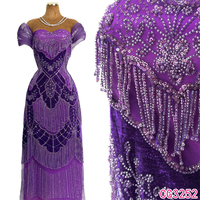Nouvel Arrivage Tissu en Dentelle de Velours Lourdement Perlé Broderie Française de Luxe avec Pompon pour Décoration de Mariage Excellentes Techniques