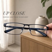 Montures optiques carrées en métal pour hommes – Style classique et rétro, pour affaires et mode – Montures de lunettes de vue sur ordonnance