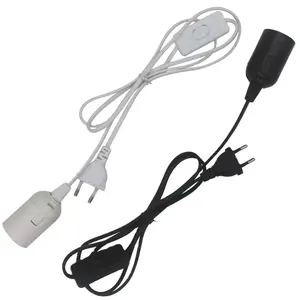 Câble d'alimentation E27 pour lampes, cordon de 1.8m avec bouton et douille pour ampoule bulbe LED, système d'éclairage suspendu