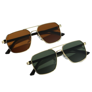 Sunglasses Full Rim Polarized 100% UV Protection Unisex Adult Outdoors <b>Gold</b> <b>Frame</b> Brown and Green Lenses - Product Image 1