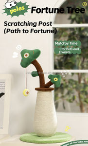 VaryWell Nouveau Griffoir pour Chat en Peluche Verte avec Sisal, Poteau à Griffer Haut, Jouet <span class=keywords><strong>de</strong></span> Trajectoire, Balle Interactive, Arbre d'Escalade Vertical pour Chat - Product Image 4