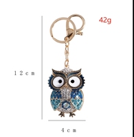 Vente en gros porte-clés hibou animaux strass cristal pailleté porte-clés multi-couleurs bling brillant diamant émail grand oeil hibou porte-clés