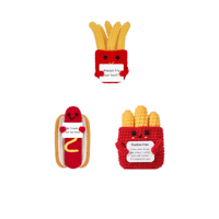 Personnages en peluche de frites et hot-dogs en laine faits main au crochet avec carte de message encourageante – Cadeau pour amis, professeurs, collègues