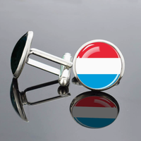 Boutons de manchette ronds en alliage de zinc durable du Luxembourg, motif drapeau national, accessoire vestimentaire formel