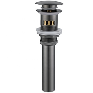 Brass Gun Grey Pop up <strong>Drain</strong> Sink Basin Waste Strainer Push Pop up <strong>Drain</strong> <strong>with</strong> <strong>Overflow</strong> for Wash Basin - Product Image 1