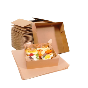 Fiambrera Bento de papel Kraft rectangular personalizada al por mayor, fiambrera plegable biodegradable para llevar, contenedor de comida, ensaladera desechable - Product Image 4