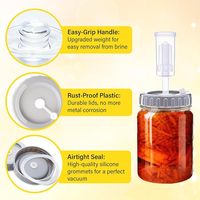Kit de Fermentation JG JGK04 pour Bocal Mason à Large Ouverture, Corps en Verre Sodocalcique de Qualité Alimentaire, Bouchon en Plastique, Sceau d'Air en Silicone, pour la Fermentation du Chou Ferme et la Mise en Conserve